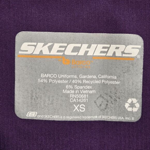 Barco Skechers Scrub Top Womens Size XS Purple Short Sleeve 3 Pockets Stretch - Picture 2 of 6
